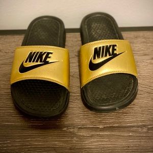 Nike gold slides